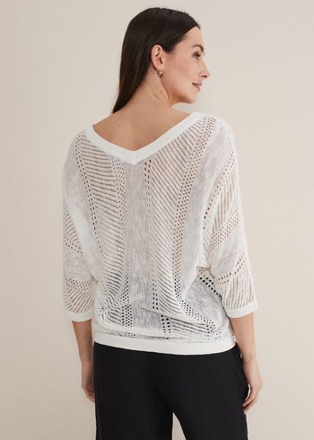 Phase Eight Vera Pointelle Stitch Knitwear White Australia | AM1423786